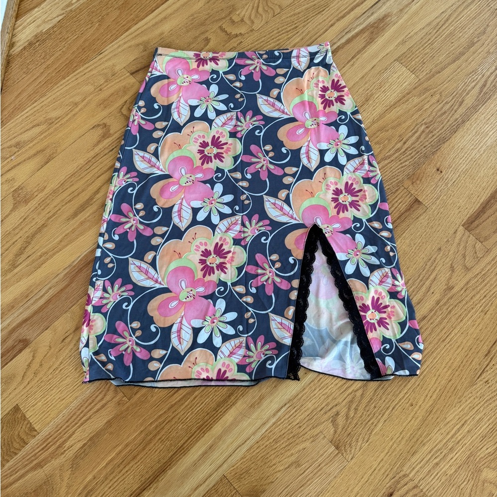 Slinky vintage floral skirt Floral pencil skirt midi skirt vintage Italian brand